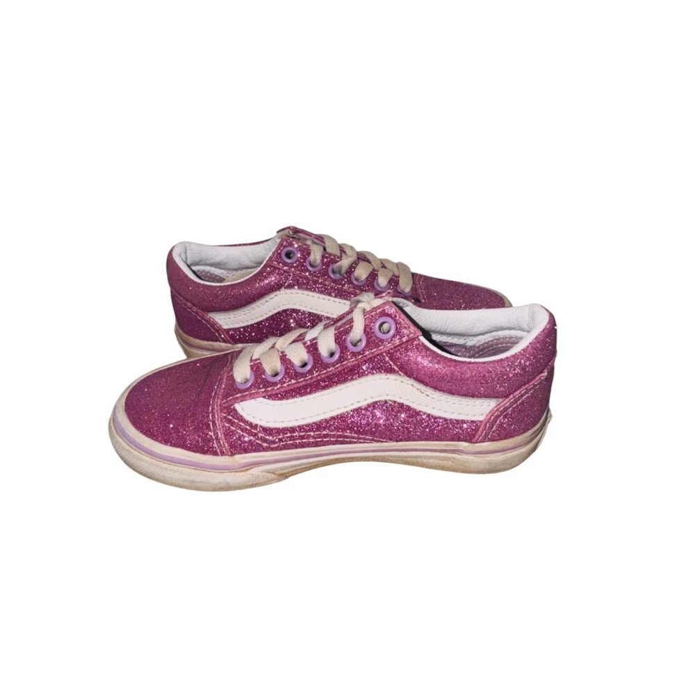 Vans Kids Glitter Pink Old Skool Sneakers Size 12 Canvas Rubber Skater Casual - Picture 9 of 12